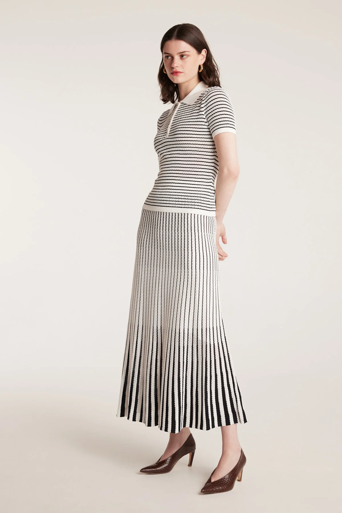 Pointelle Knit Skirt - White/Black - Image 3