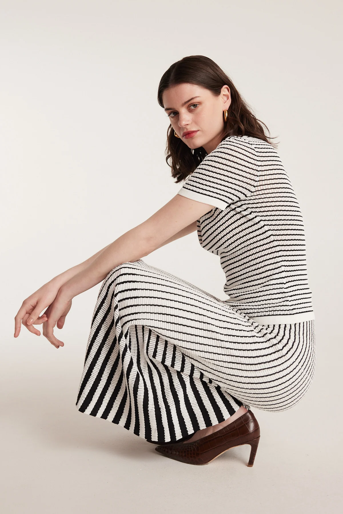Pointelle Knit Skirt - White/Black - Image 5