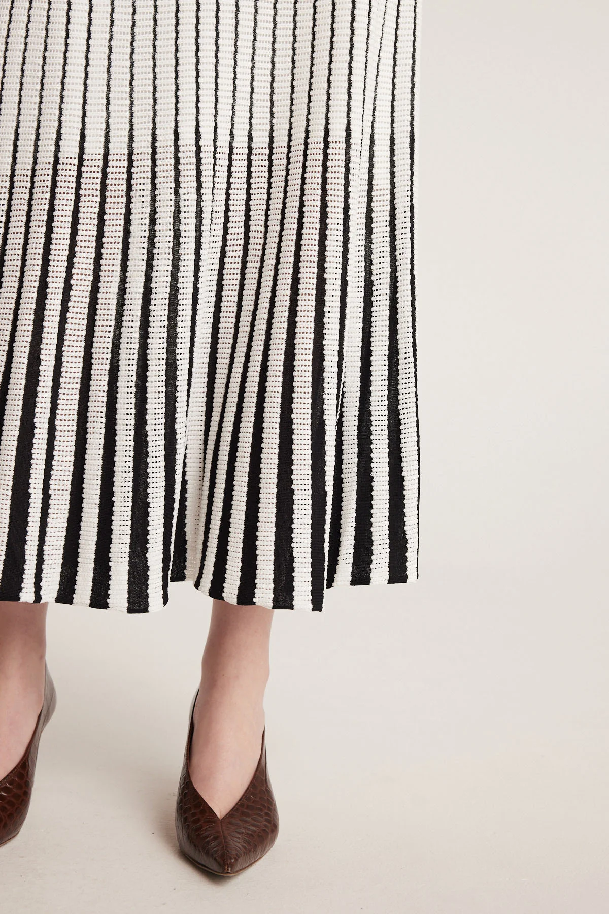 Pointelle Knit Skirt - White/Black - Image 7