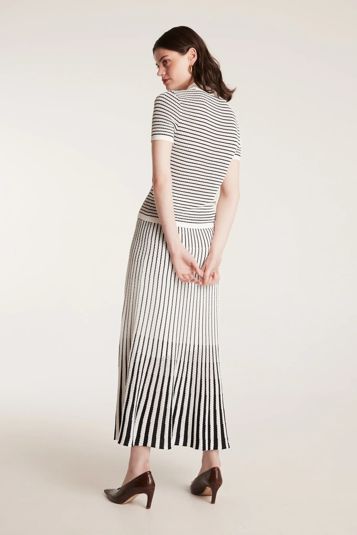 Pointelle Knit Top - White/Black - Image 4