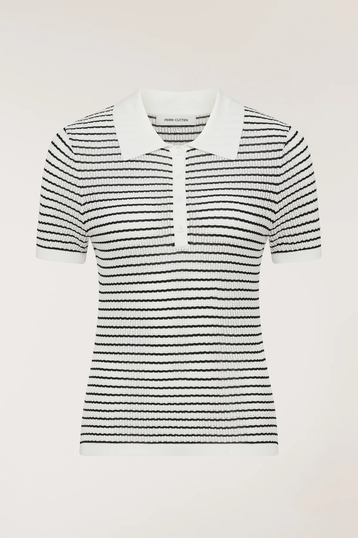 Pointelle Knit Top - White/Black - Image 6