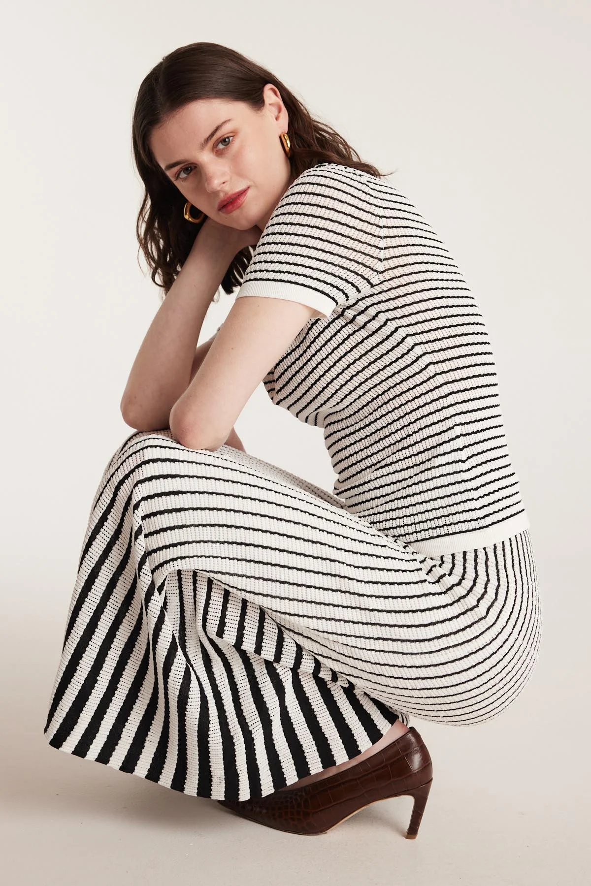Pointelle Knit Top - White/Black - Image 7